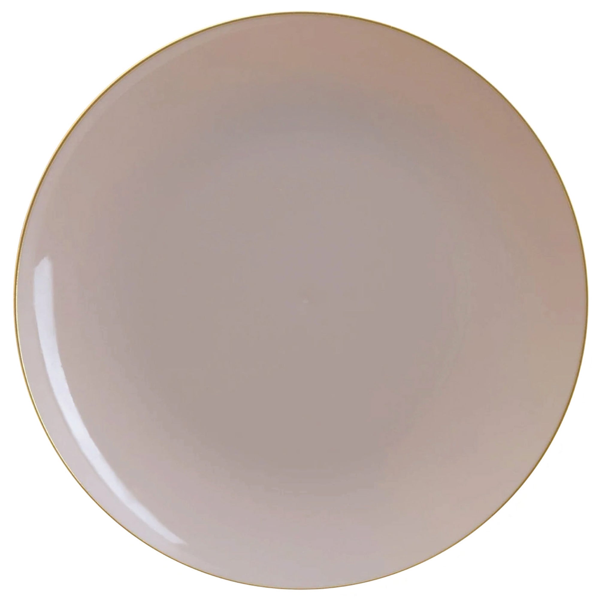 Linen Gray w/ Gold Rim Plastic Dinner Plates 10ct | The Party Darling
