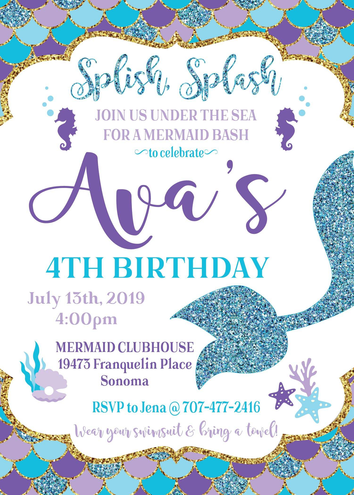 Mermaid Birthday Party Invitation | The Party Darling