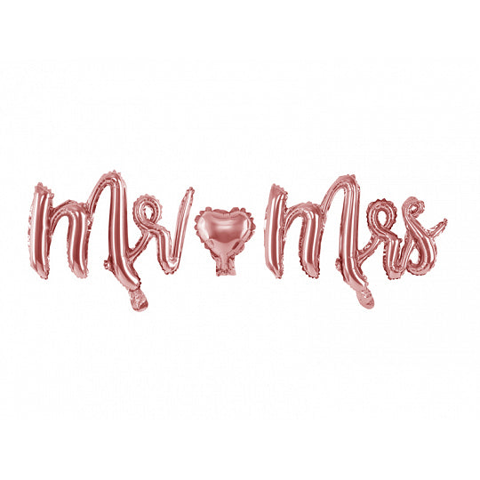 Rose Gold Mr. &amp; Mrs. Cursive Letter Balloon Banner | The Party Darling