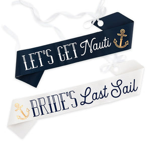 Nautical Bride's Last Sail Bachelorette Party Sash - The Party Darling
