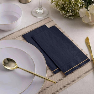 Navy with Gold Stripe Paper Guest Napkins 16ct | The Party Darling