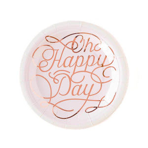 Pink Oh Happy Day Dessert Plates 12ct | The Party Darling
