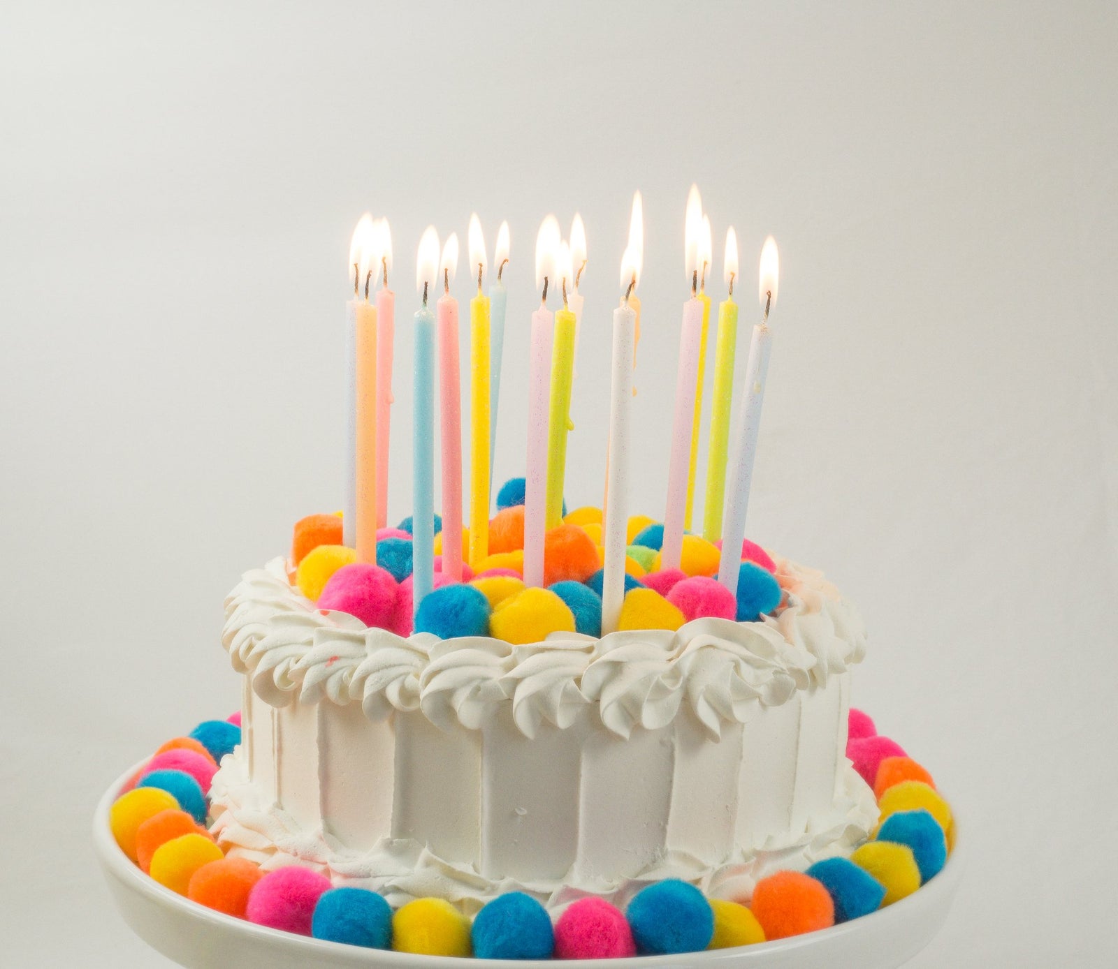 Tall Pastel Rainbow Glitter Birthday Candles 16ct | The Party Darling