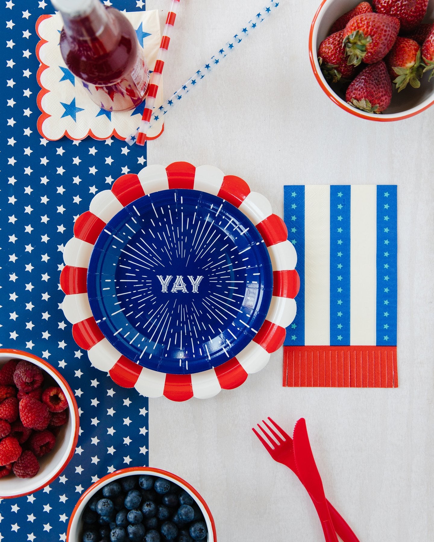 Patriotic YAY Firework Dessert Plates 8ct | The Party Darling