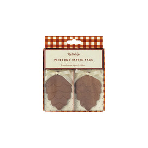 Wooden Pine Cone Napkin Tags 8ct | The Party Darling