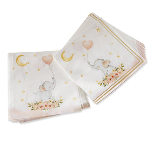 Pink Baby Elephant Lunch Napkins 30ct | The Party Darling