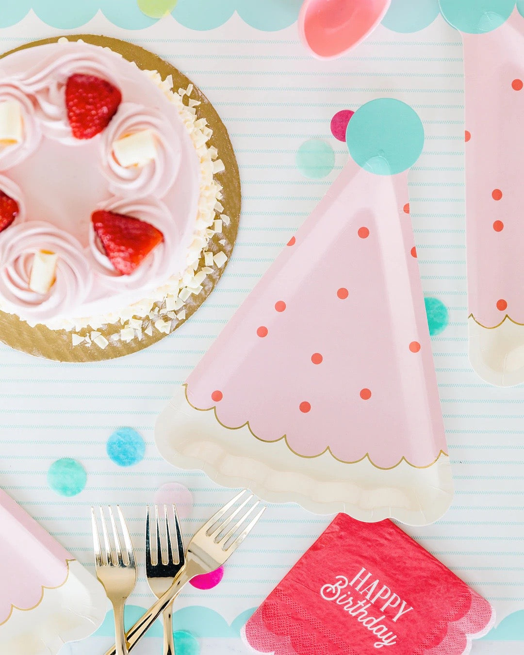 Pink Birthday Hat Lunch Plates 8ct | The Party Darling