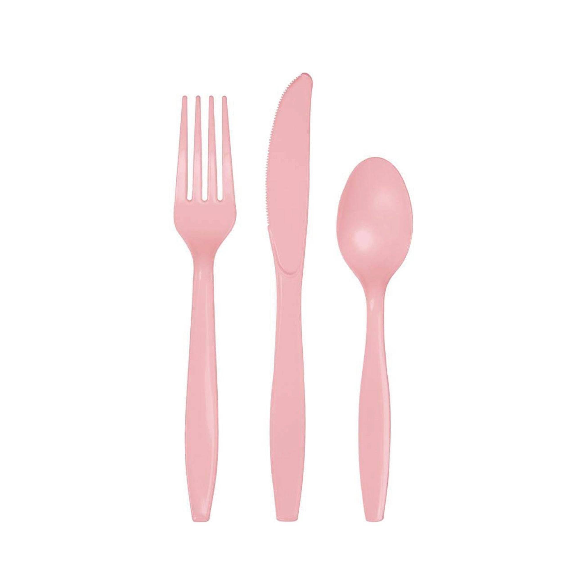 Light Pink Premium Plastic Cutlery Service for 8 | The Party Darling
