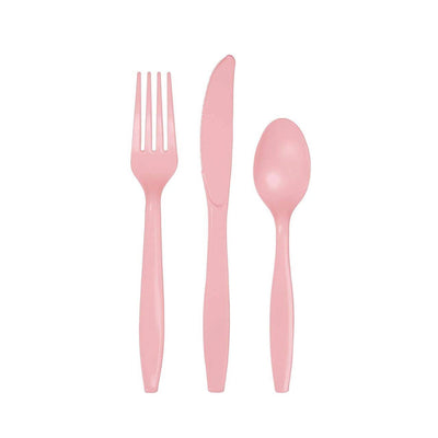 Light Pink Premium Plastic Cutlery Set for 8