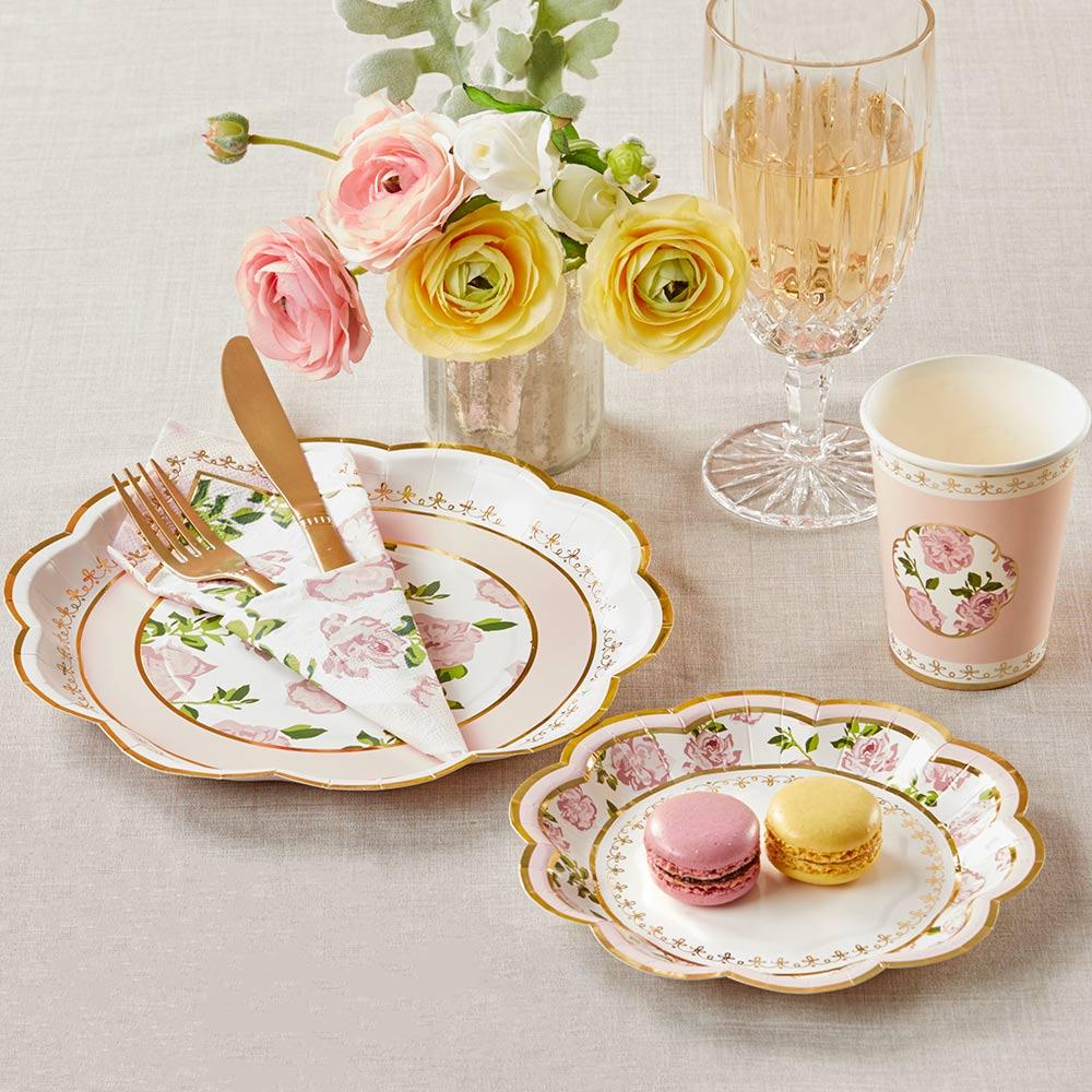 Pink Floral Tea Time Lunch Plates 8ct | The Party Darling