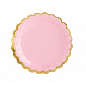 Pink Gold-Trimmed Scalloped Dessert Plates 6ct | The Party Darling