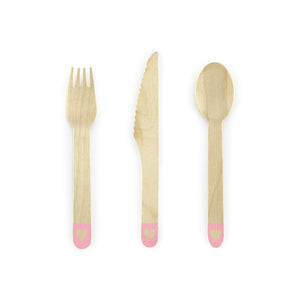 Pink Heart Wooden Cutlery Service for 6 | The Party Darling