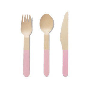 Pale Pink Wooden Cutlery Service for 10 | The Party Darling