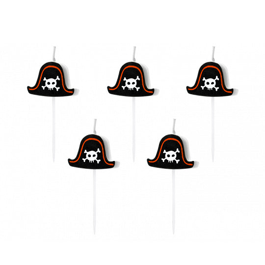 Black Pirate Hat Candles 5ct | The Party Darling