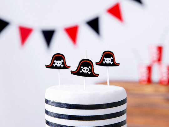 Black Pirate Hat Candles 5ct | The Party Darling