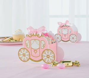 Pink & Gold Princess Carriage Favor Boxes 8ct - The Party Darling