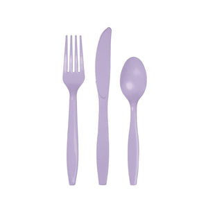 Lavender Plastic Cutlery Service for 8 | The Party Darling