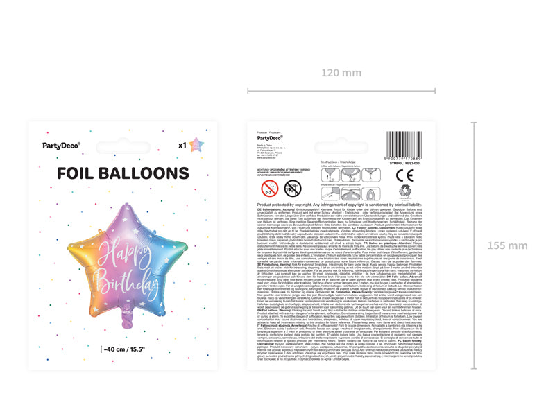 Rainbow Ombre Happy Birthday Star Balloon 15.5in - The Party Darling