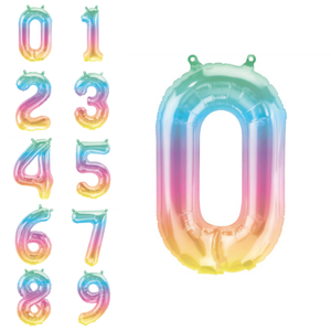 16" Rainbow Ombre Number Balloon 0-9 | The Party Darling