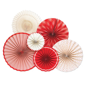 Red & Cream Paper Fans 6ct | The Party Darling