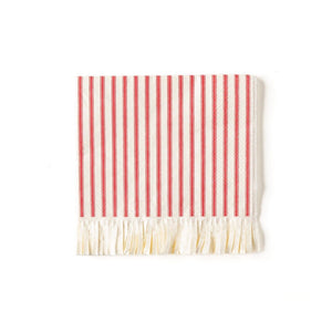 Red & White Striped Fringed Cocktail Napkins 24ct | The Party Darling 