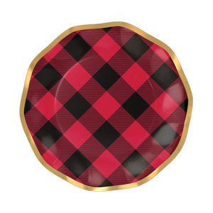 Red & Black Buffalo Check Salad Plates 8ct | The Party Darling