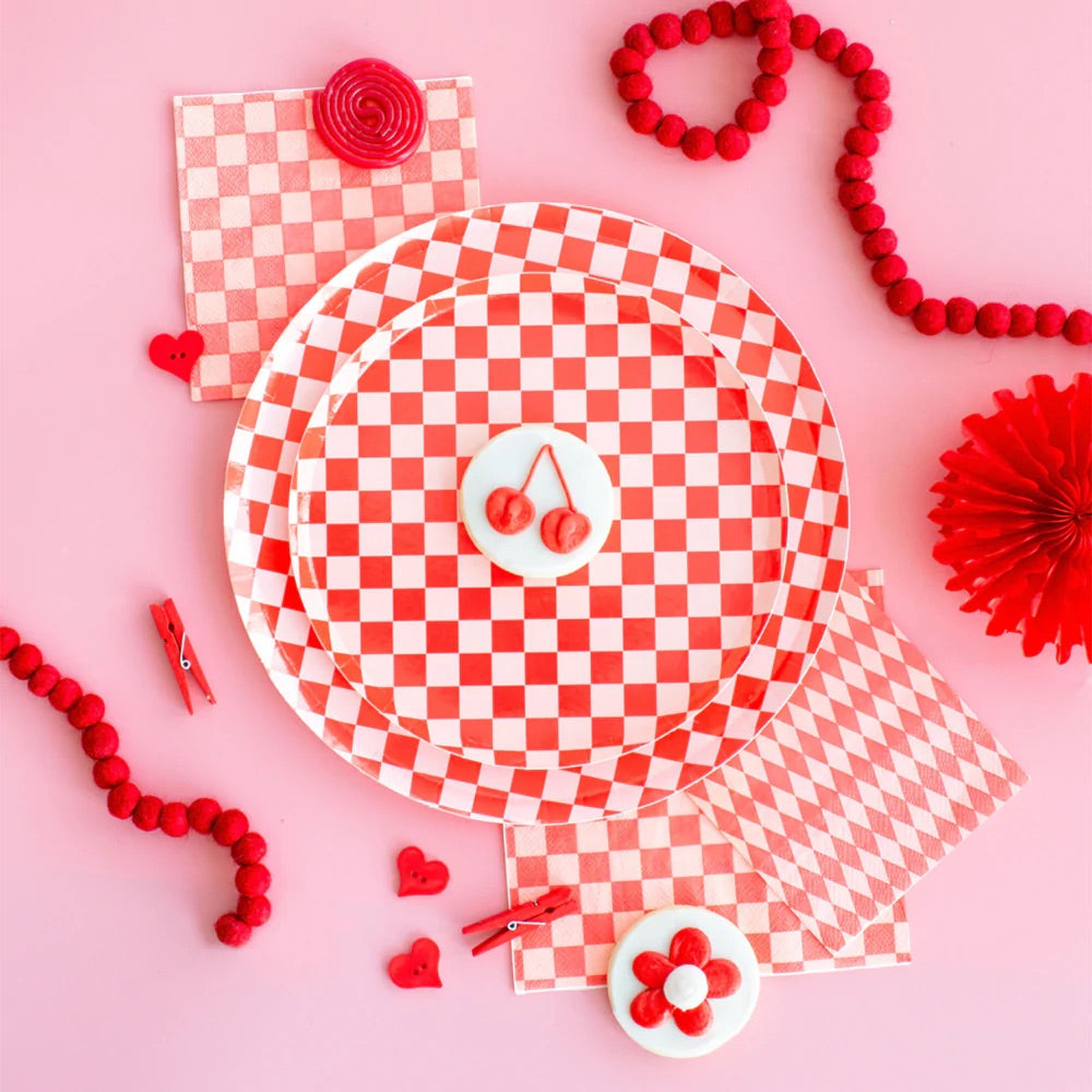 Red Checkered Lunch Napkins - Thumbnail 4