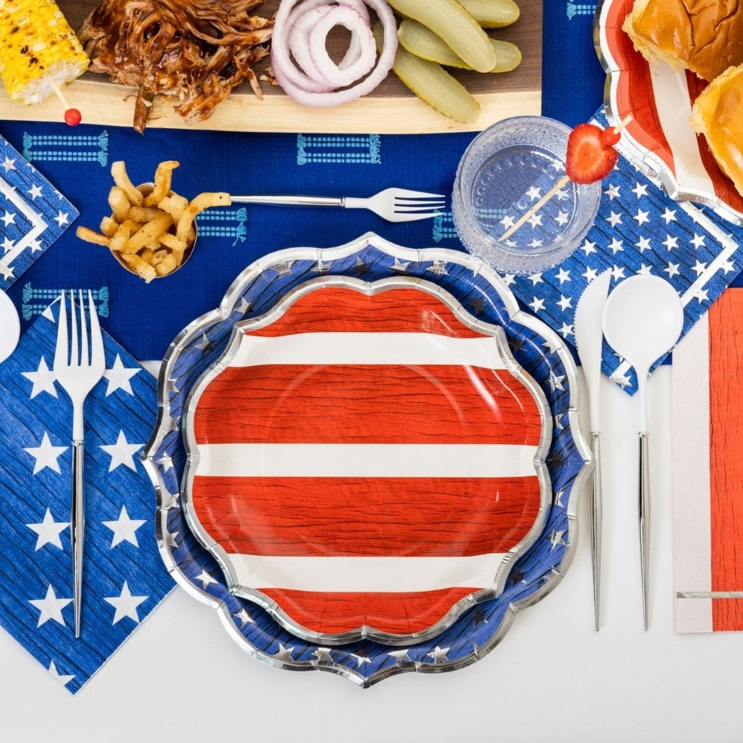 Red Stars & Stripes Salad Plate 8ct | The Party Darling