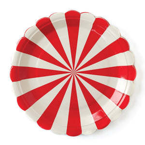 Red and White Striped Scalloped Lunch Plates 8ct | The Party Darling