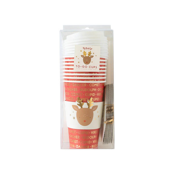 Reindeer Names Paper Coffee Cups 8ct