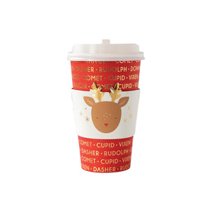 Reindeer Names Paper Coffee Cups 8ct | The Party Darling