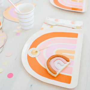 Retro Rainbow Lunch Plates 8ct | The Party Darling