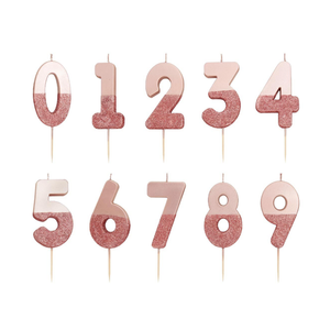 Rose Gold Glitter Dipped Number Birthday Candle | The Party Darling