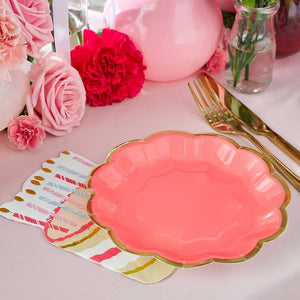 Assorted Pink Scalloped Dessert Plates 12ct - The Party Darling
