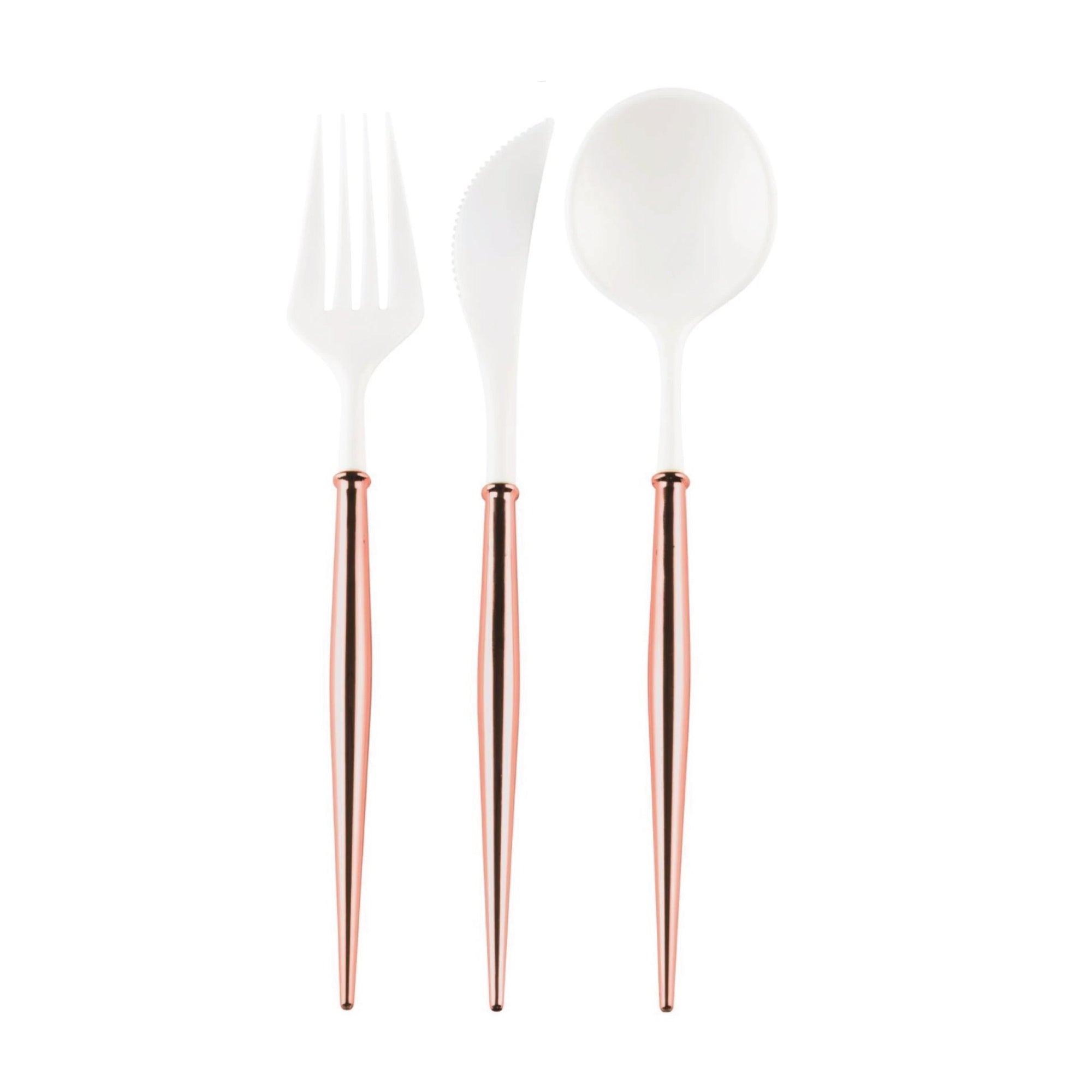 Rose Gold & White Assorted Plastic Flatware 24pc | The Party Darling