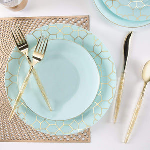 Light Blue With Gold Rim Plastic Dessert Plates | The Party Darling