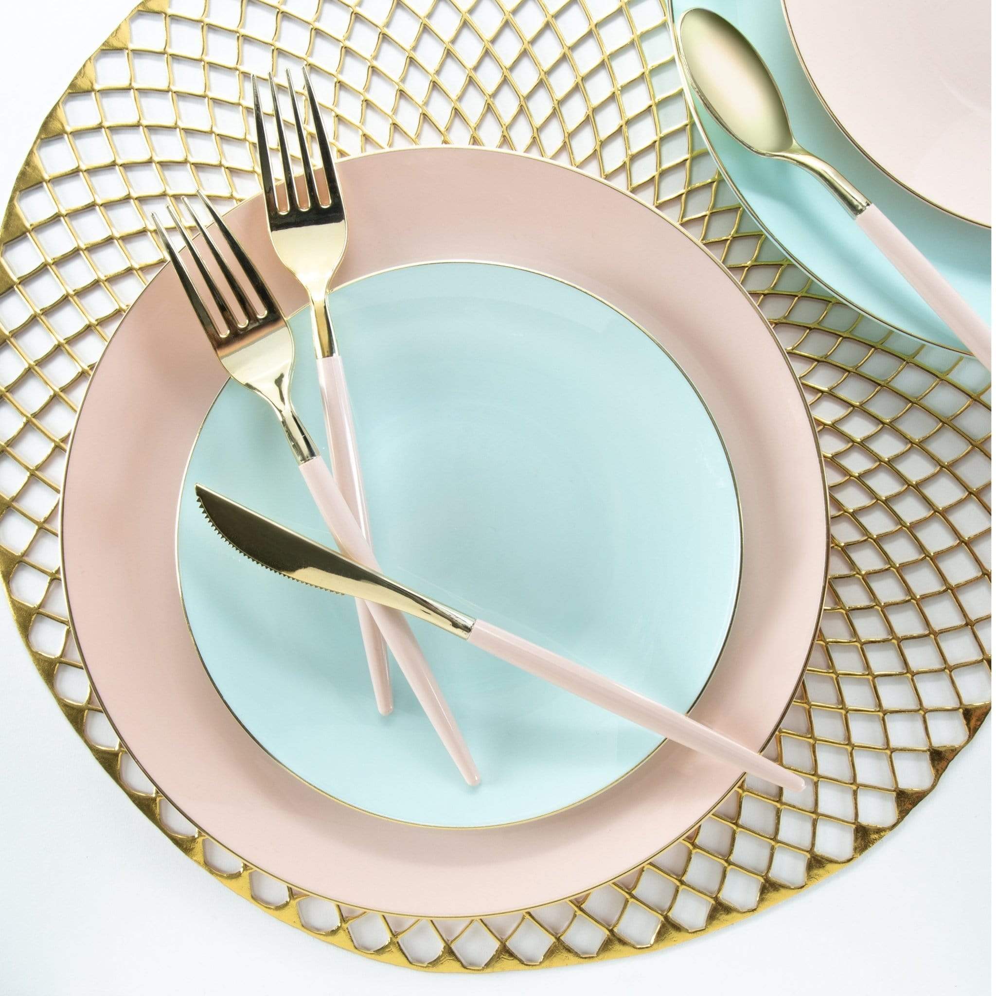 Pink With Gold Rim Plastic Dinner Plates 10ct | The Party Darling