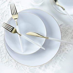 White With Gold Rim Plastic Plates 10ct | The Party Darling