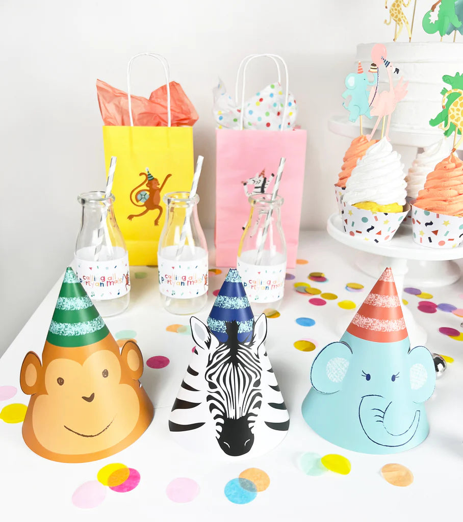 Safari Party Animals Party Hats 12ct | The Party Darling