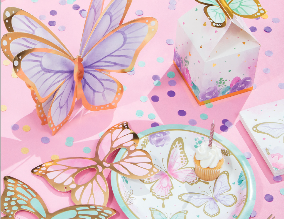 4pcs Butterfly Tissue Paper Fans Fairy Party Decor 