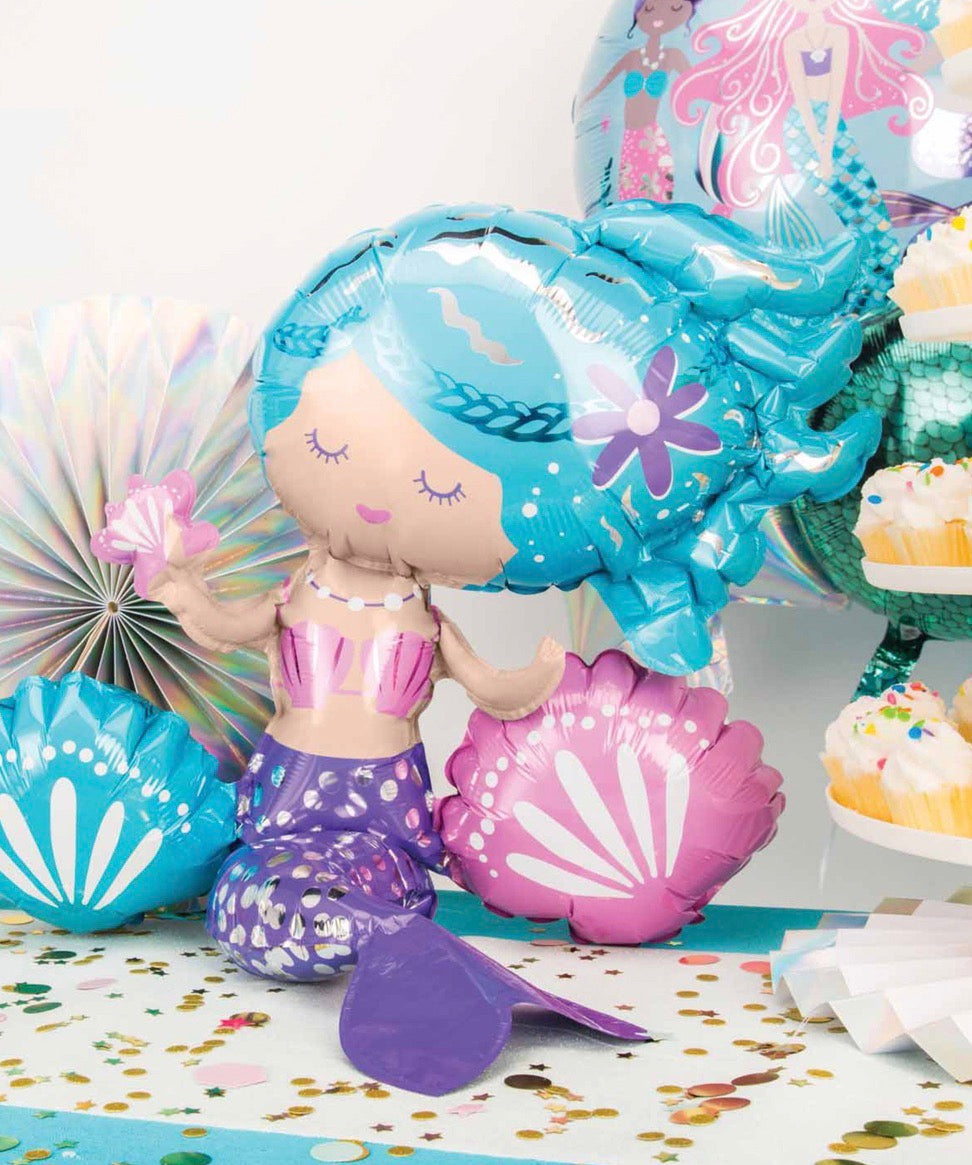 Air-Filled Sitting Shimmer Mermaid Balloon 18" - The Party Darling