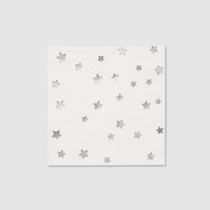 Silver Stars Dessert Napkins 25ct | The Party Darling