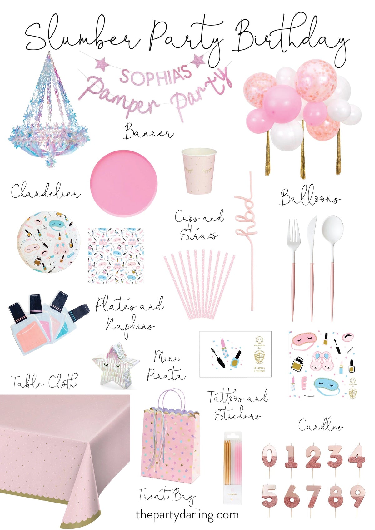 SLUMBER PARTY FOR 4 - Party Supplies - 19 Pieces