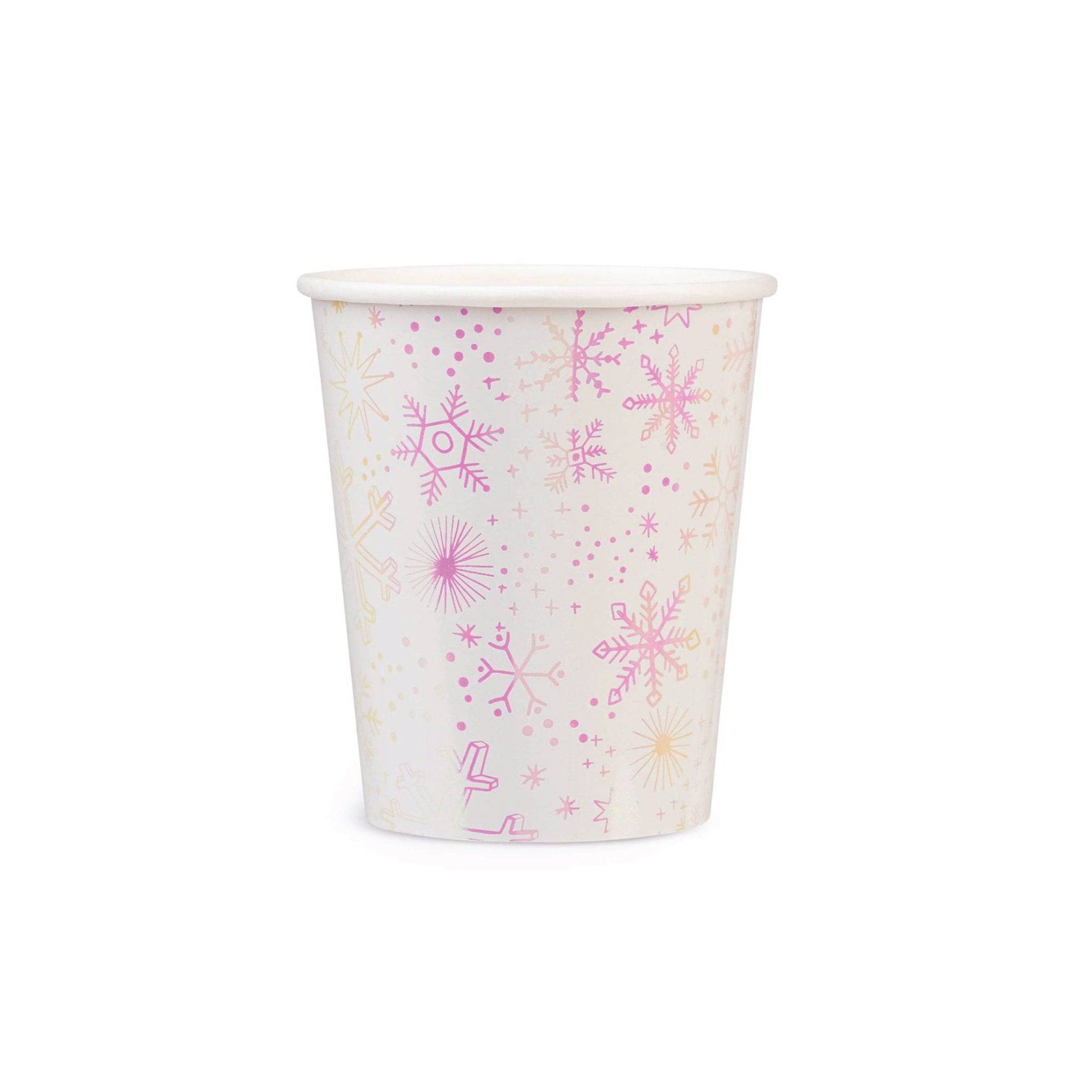 Frosted Iridescent Snowflake Cups 8ct | The Party Darling