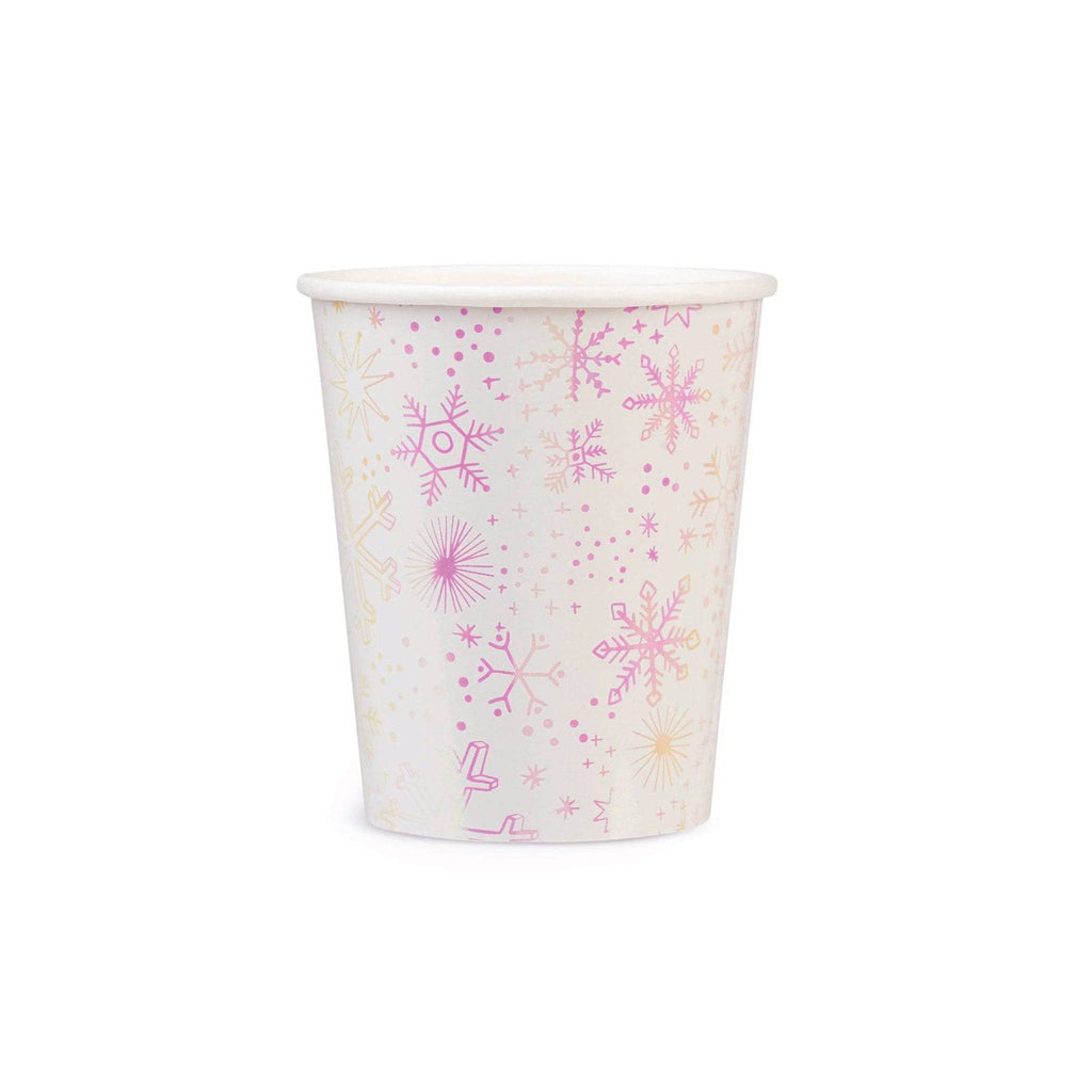 Winter Snowflake Cups with Straws (8 Piece(s))