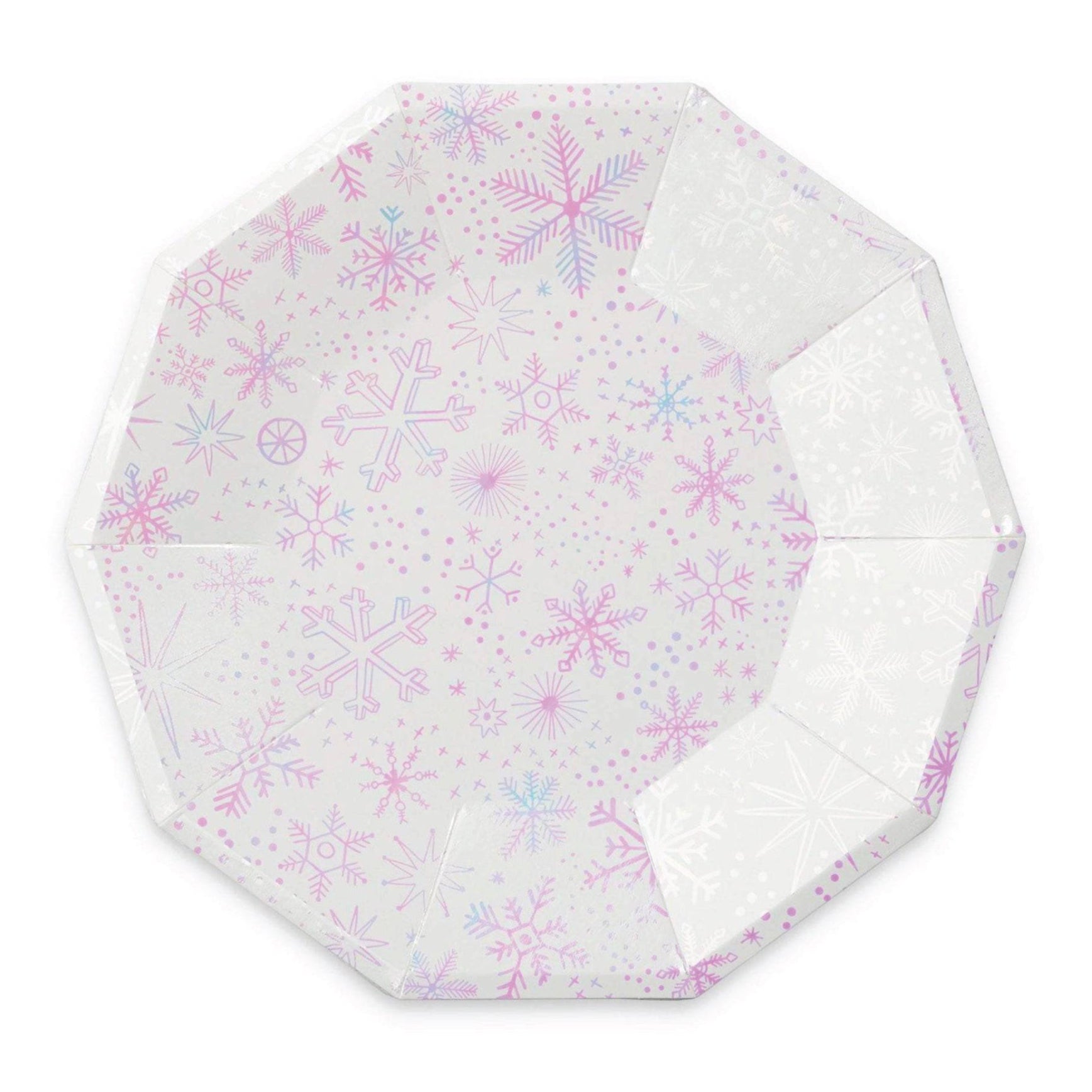 Frosted Iridescent Snowflake Lunch Plates 8ct | The Party Darling