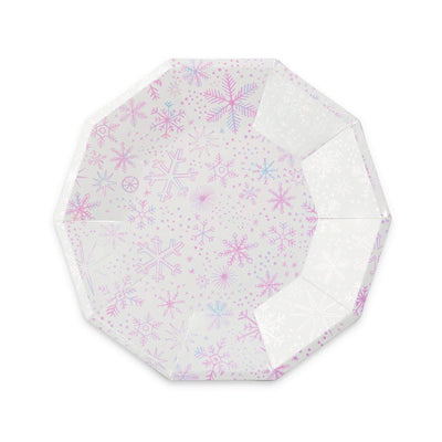 Frosted Iridescent Snowflake Lunch Plates 8ct