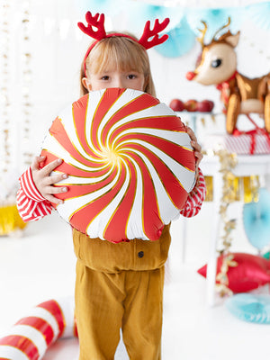 Round Candy Cane Foil Balloon 14in - The Party Darling