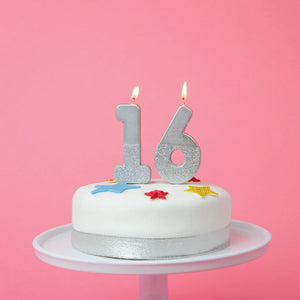 Silver Glitter Dipped Number Birthday Candle - The Party Darling