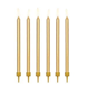 Tall Gold Birthday Candles 12ct | The Party Darling